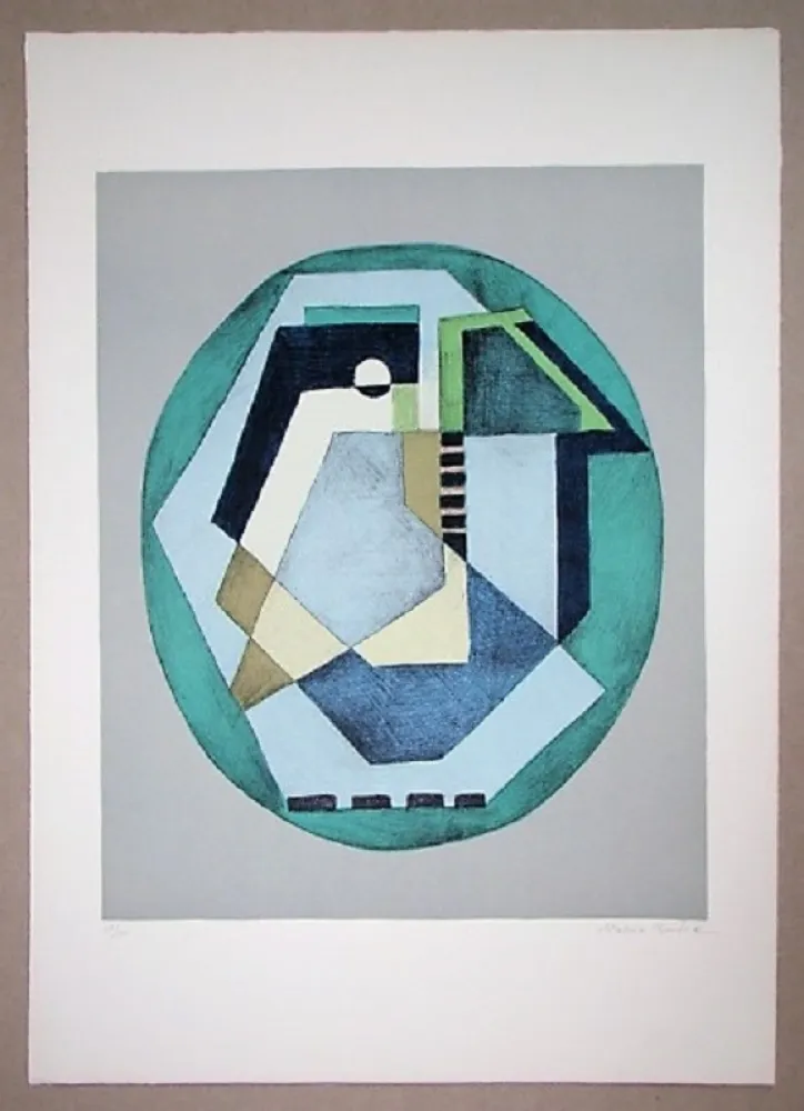 リトグラフ Radice - Compositione astratta verde