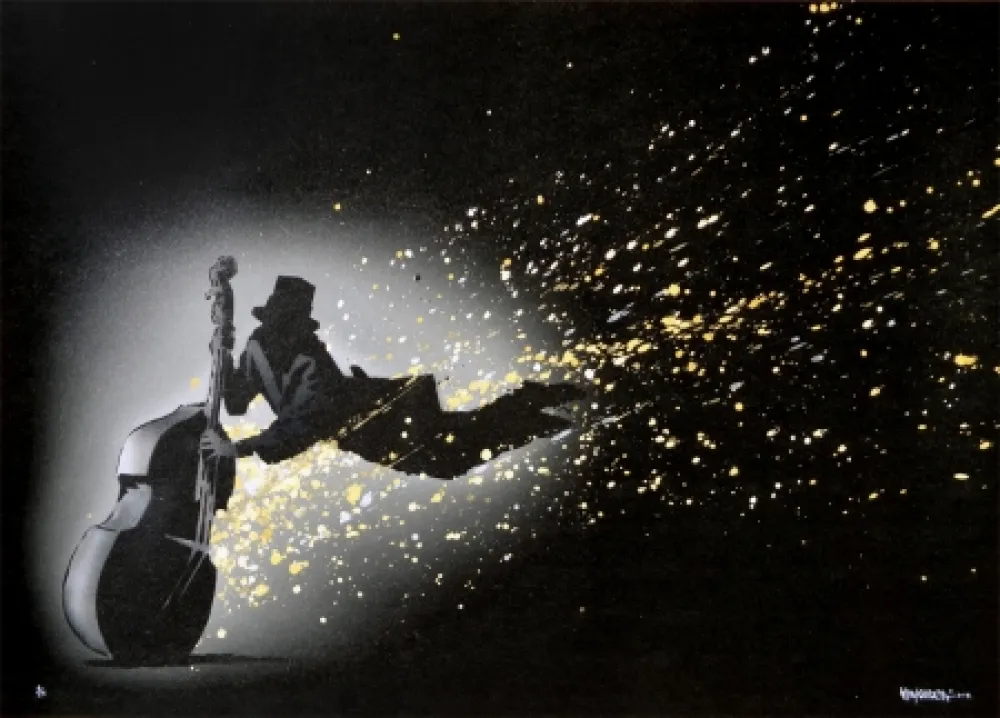 リトグラフ Random - Blowing in the wind (black hand finished)