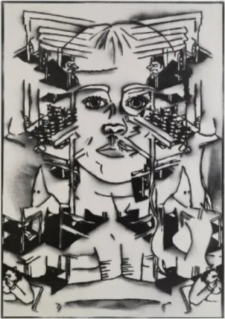 リノリウム彫版 Ratcliff - No wonder nobody will play with you if you insist on being white all the time