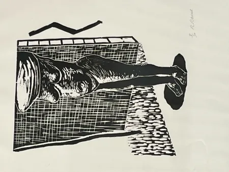 木版 Raveel - Naakt (i)