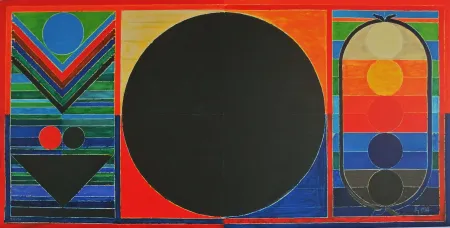 リトグラフ Raza - Tree, Bindu and Five Elements