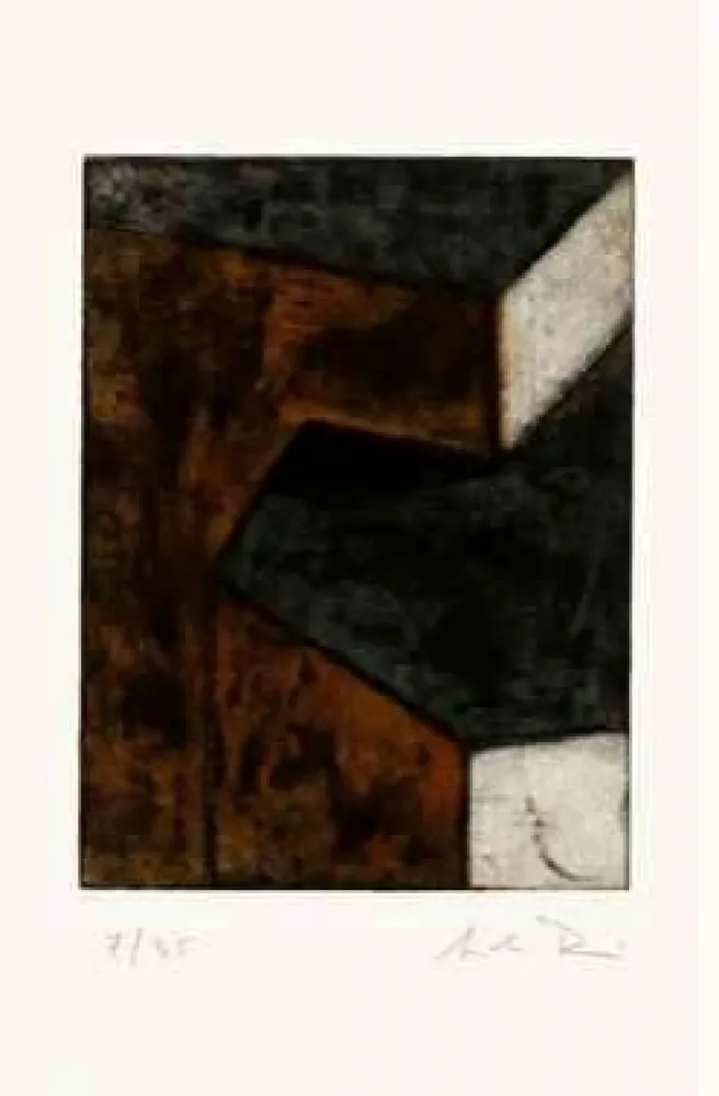 エッチング Rein - Ohne Titel (braun, grün, hell) 