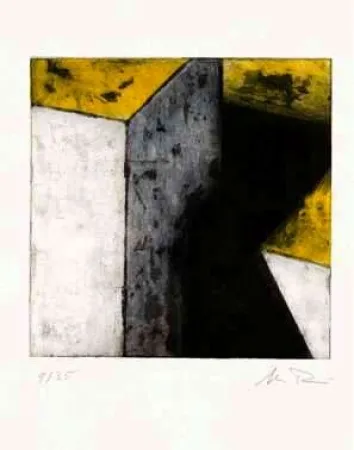 エッチング Rein - Ohne Titel (weiß, blau, gelb, schwarz)   