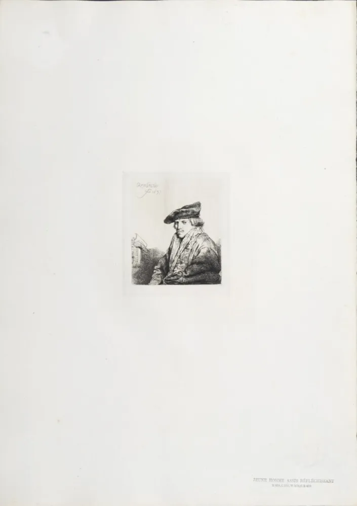 輪転グラビア印刷 Rembrandt - Jeune Homme assis réfléchissant