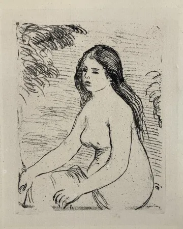 エッチング Renoir - Femme nue assise, circa 1906