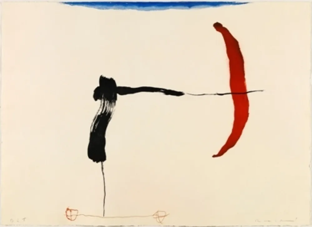 彫版 Riera I Aragó - Avión negro y rojo en ángulo 