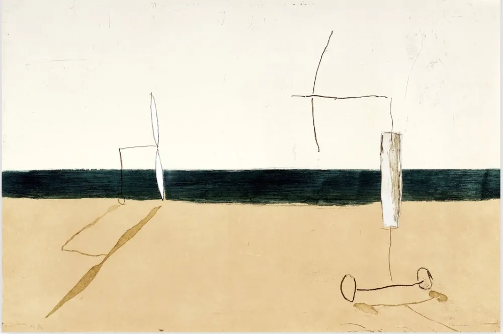 エッチングと　アクチアント Riera I Aragó - Paisaje con Aviones Blancos