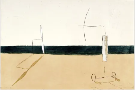 エッチングと　アクチアント Riera I Aragó - Paisaje con Aviones Blancos