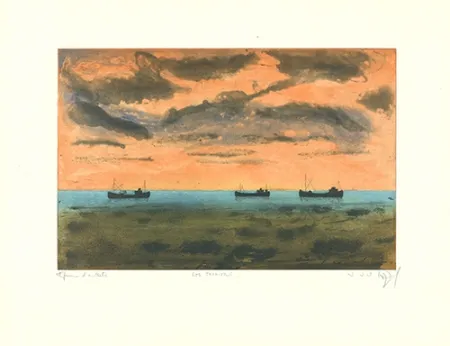 エッチングと　アクチアント Rigal J.j.j. - Thonniers au large de Rosas