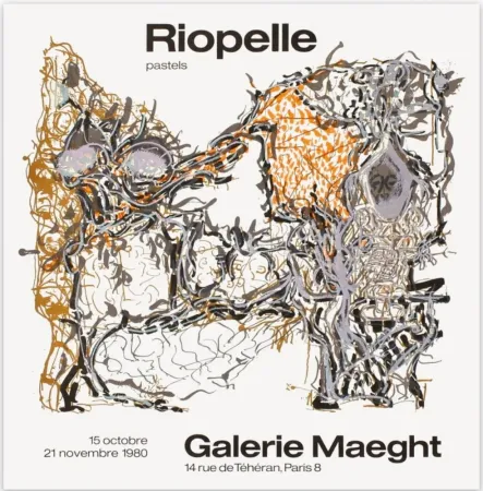 掲示 Riopelle - AFFICHE EN LITHOGRAPHIE pour l'exposition 