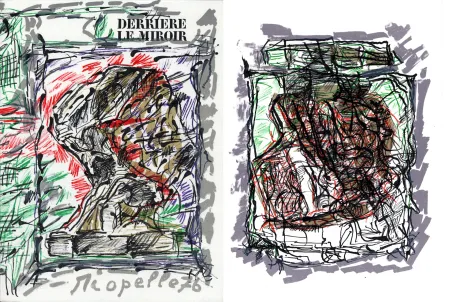 挿絵入り本 Riopelle - Derrière le Miroir n° 218. RIOPELLE. 4 LITHOGRAPHIES ORIGINALES. Mars 1976.