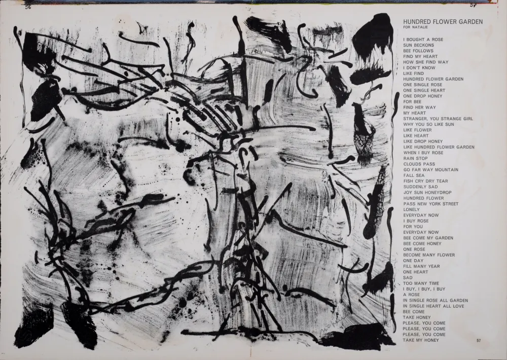 リトグラフ Riopelle - Hundred Flowers garden from 1 cent Life, 1964 - Hand-Signed!