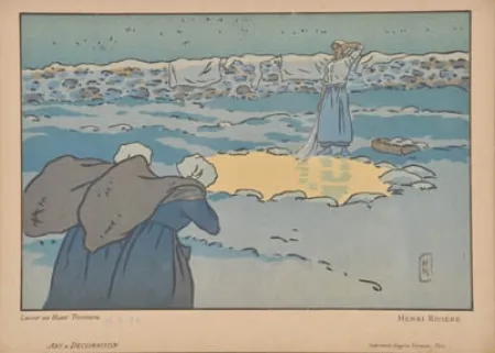 リトグラフ Riviere - Lavoir au Haut-Trestraou