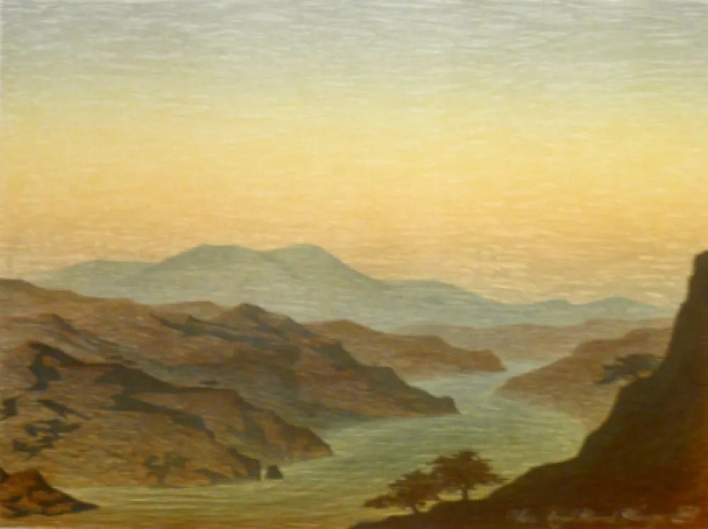 リトグラフ Rodrigo - E come arivi grandi si convenne ver lo fiumerea