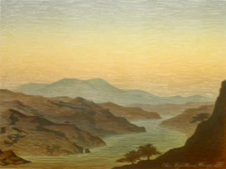 リトグラフ Rodrigo - E come arivi grandi si convenne ver lo fiumerea