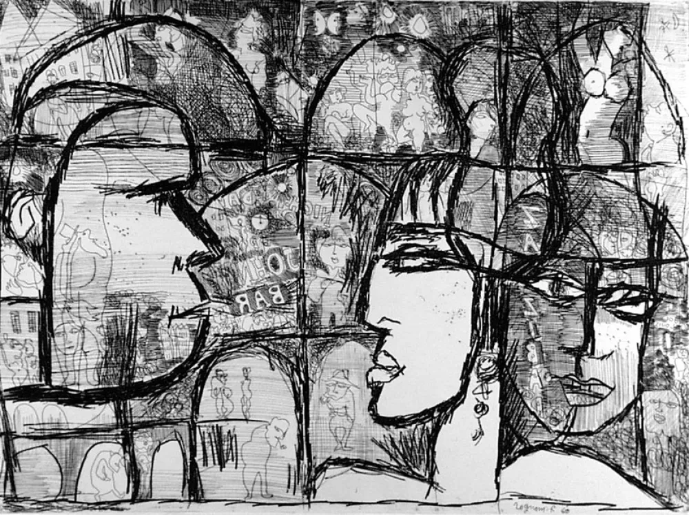 エッチング Rognoni - Genova, via Gramsci