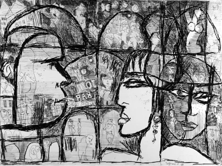 エッチング Rognoni - Genova, via Gramsci