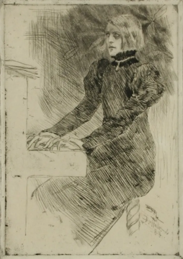 彫版 Rops - Une pianiste shaker / A Shaker Pianist