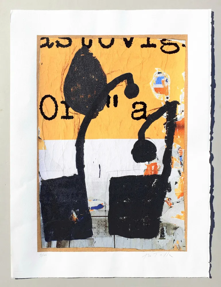 シルクスクリーン Rotella - Mirò in nero