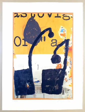 シルクスクリーン Rotella - Mirò in nero