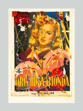 シルクスクリーン Rotella - Orchidea bionda