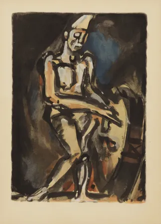 リトグラフ Rouault (After) - Le Clown Musicien (1938), 1959