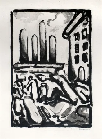 エッチングと　アクチアント Rouault - Christ au Faubourg (Christ in Faubourg) from Passion, 1935 