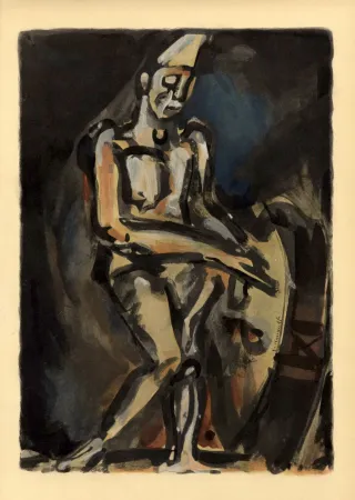 ステンシル Rouault - Le Clown Musicien (1938) de l'album : Douze Contemporains par J. Lassaigne (1959)