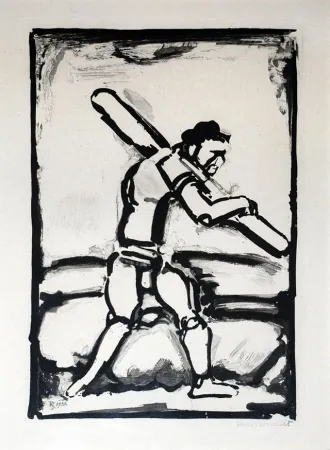 エッチングと　アクチアント Rouault - Le Vieil Homme Chemine (Old Man Walking)