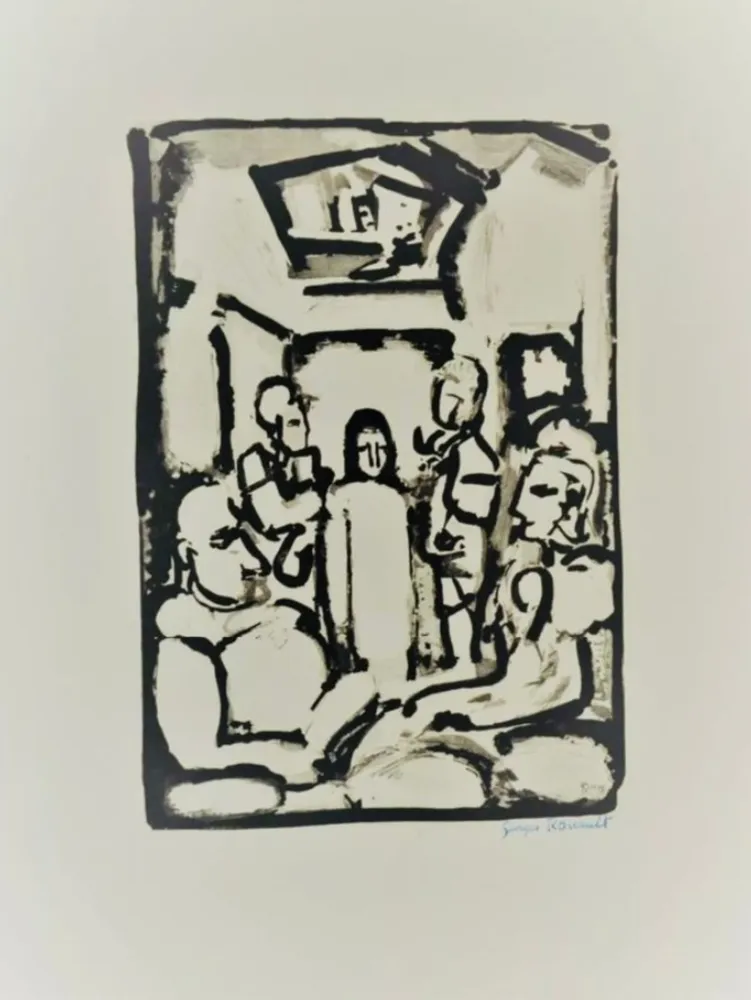 エッチングと　アクチアント Rouault - Passion W.345 Christ Et Les Exegetes