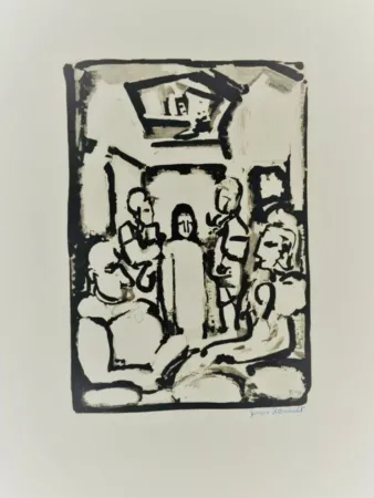 エッチングと　アクチアント Rouault - Passion W.345 Christ Et Les Exegetes