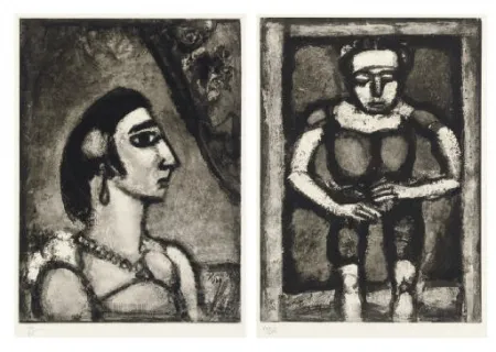エッチングと　アクチアント Rouault - Quatorze planches gravées pour Les fleurs du mal