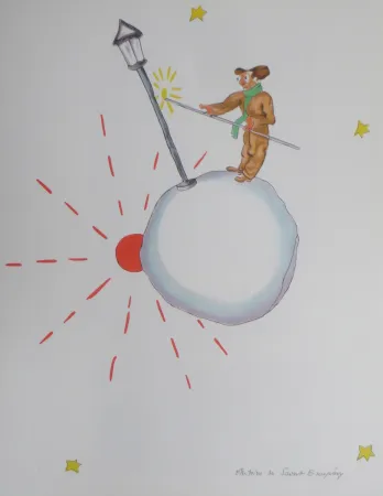 リトグラフ Saint-Exupéry - L 'allumeur de réverbéres