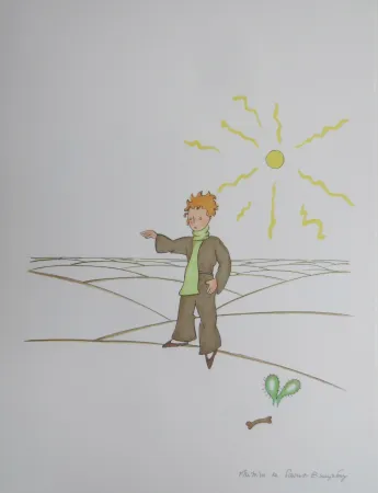 リトグラフ Saint-Exupéry - Le petit prince dans le désert