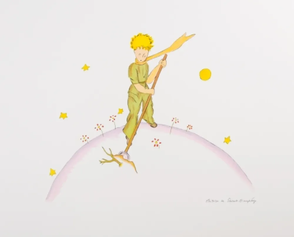 リトグラフ Saint-Exupéry - Le Petit Prince sur sa planète