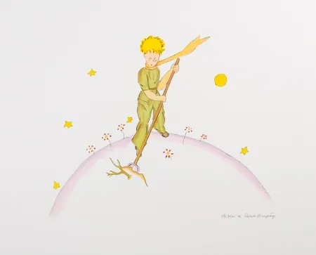 リトグラフ Saint-Exupéry - Le Petit Prince sur sa planète