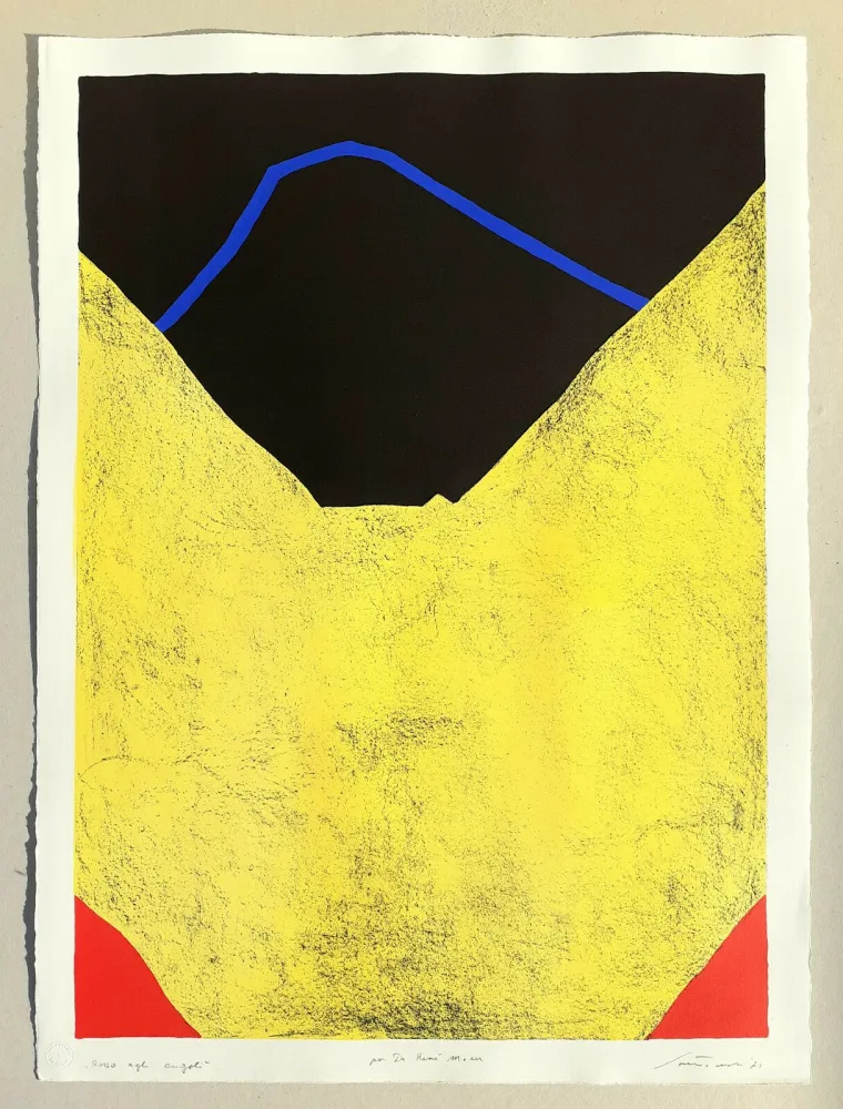 リトグラフ Santomaso - Rosso agli angoli