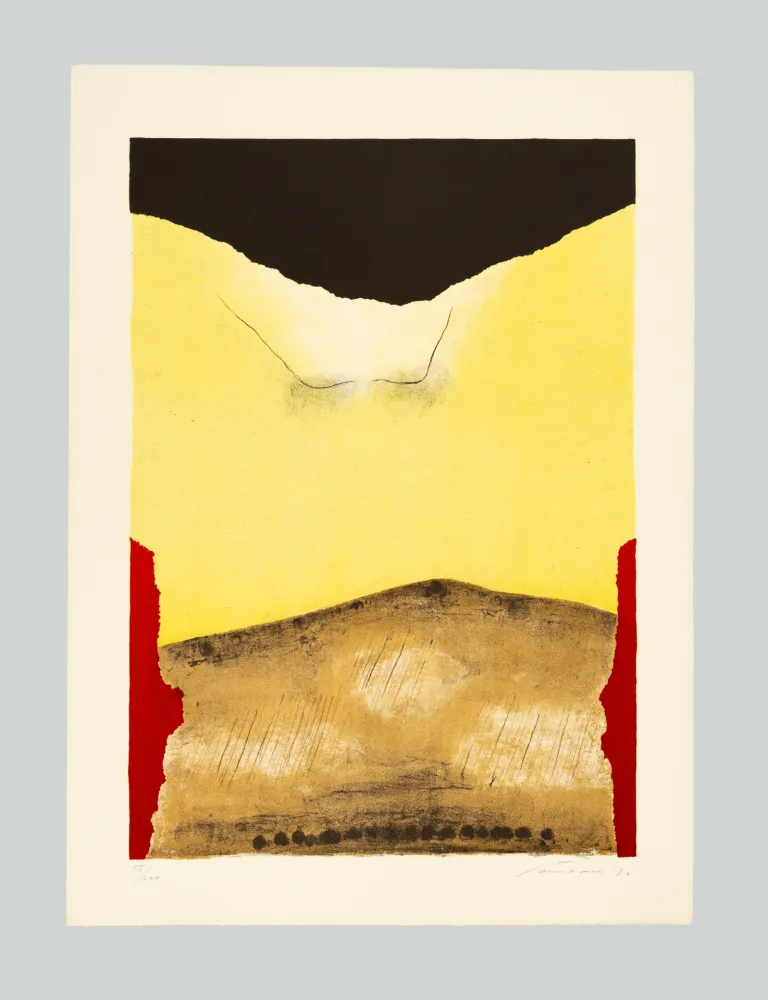 リトグラフ Santomaso - Rosso agli angoli