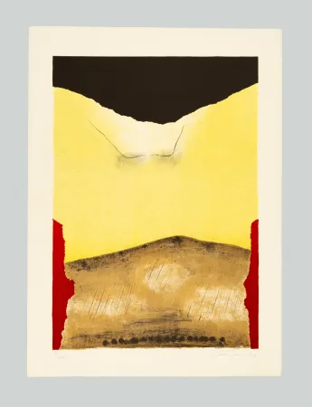 リトグラフ Santomaso - Rosso agli angoli