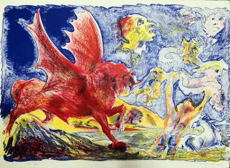 リトグラフ Sassu - Le chimere