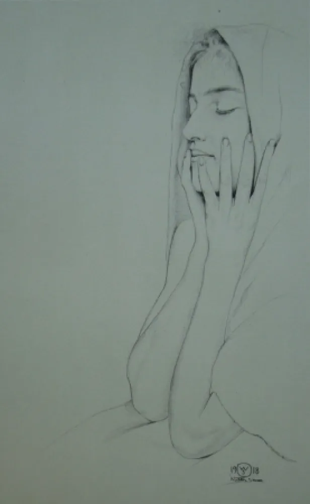 リトグラフ Sauer - Profil aux yeux clos