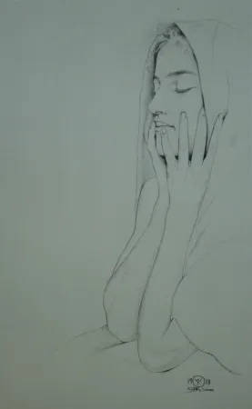 リトグラフ Sauer - Profil aux yeux clos