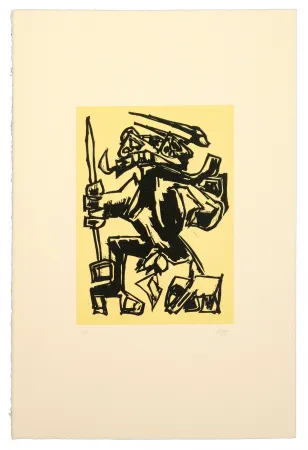 リノリウム彫版 Saura - Como el toro, he nacido Para el luto...