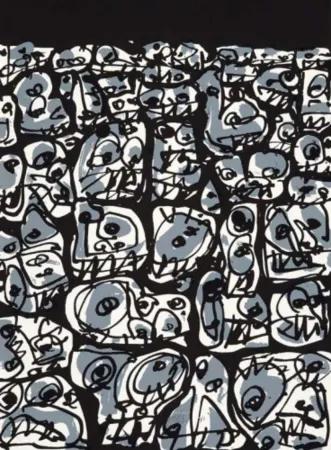 シルクスクリーン Saura - Multitud