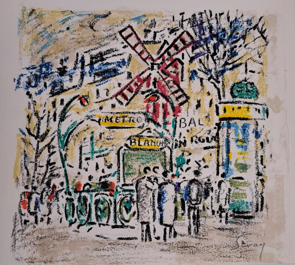 リトグラフ Savary - Le Moulin Rouge