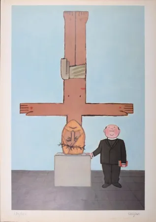 リトグラフ Savignac - L'Eglise