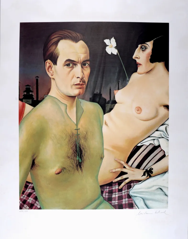 シルクスクリーン Schad - Self Portrait with Model, Hand-signed
