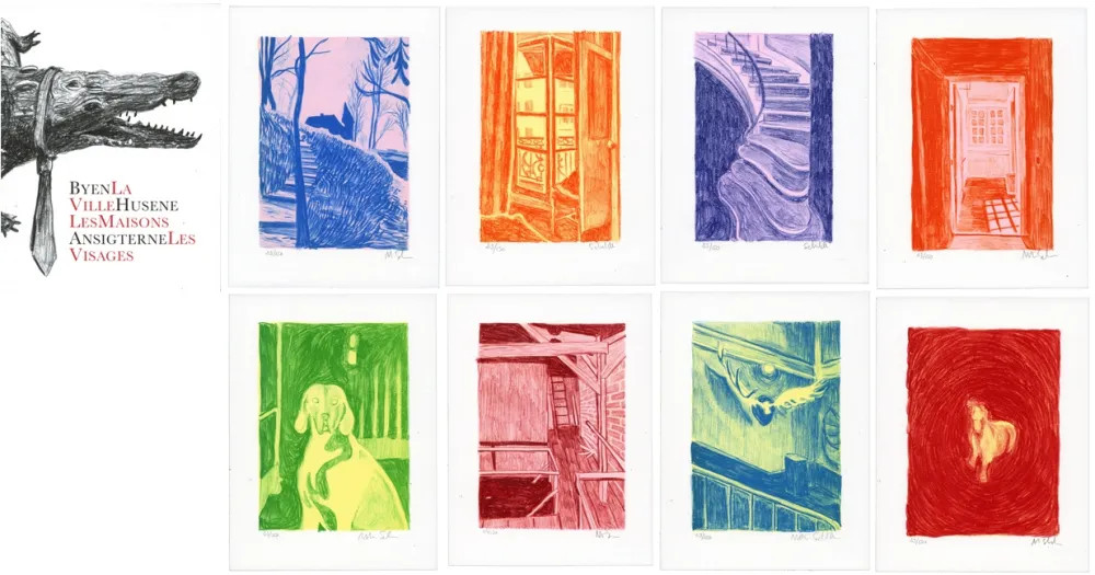 リトグラフ Schelde - Byen, Husene, Ansigterne/ La ville, Les maisons, Les Visages 