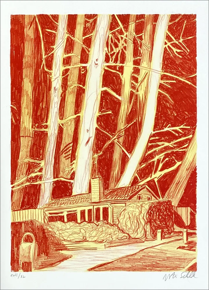 リトグラフ Schelde - House in the woods