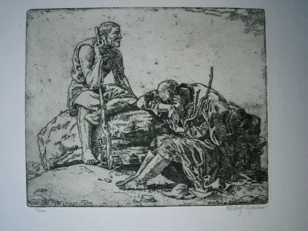 彫版 Scheller - Zwei Hirten